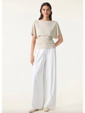 NWT OGL Sandwashed Effortless Boatneck Batwing Sleeve Side Ruched Small